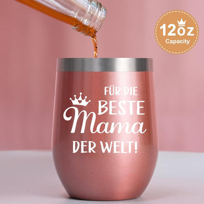 Livole Muttertag Vatertag Geschenk Tasse Edelstahl Thermobecher 350ml 2 Stück Schwarz Roségold