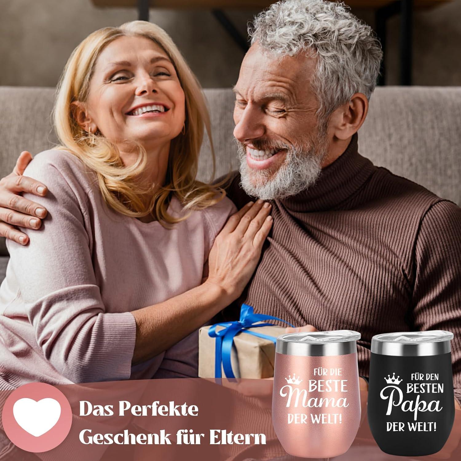 Muttertag Vatertag Geschenk Tasse Edelstahl Thermobecher 350ml 2er Set