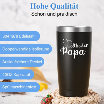 Livole Papa Geschenk Vatertag 600ml Isolierter Edelstahl Thermobecher