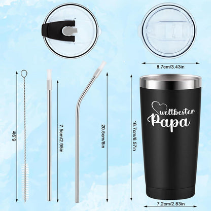 Livole Papa Geschenk Vatertag Tasse 600ml Isolierter EdelstahlThermobecher