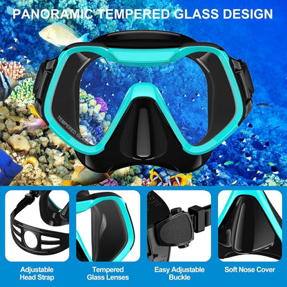 Taucherbrille Erwachsene 180° Panorama Anti-Fog Gehärtetes