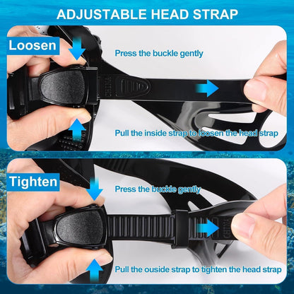 Taucherbrille Erwachsene 180° Panorama Anti-Fog Gehärtetes