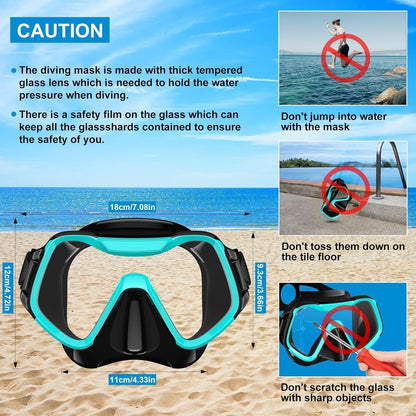 Taucherbrille Erwachsene 180° Panorama Anti-Fog Gehärtetes