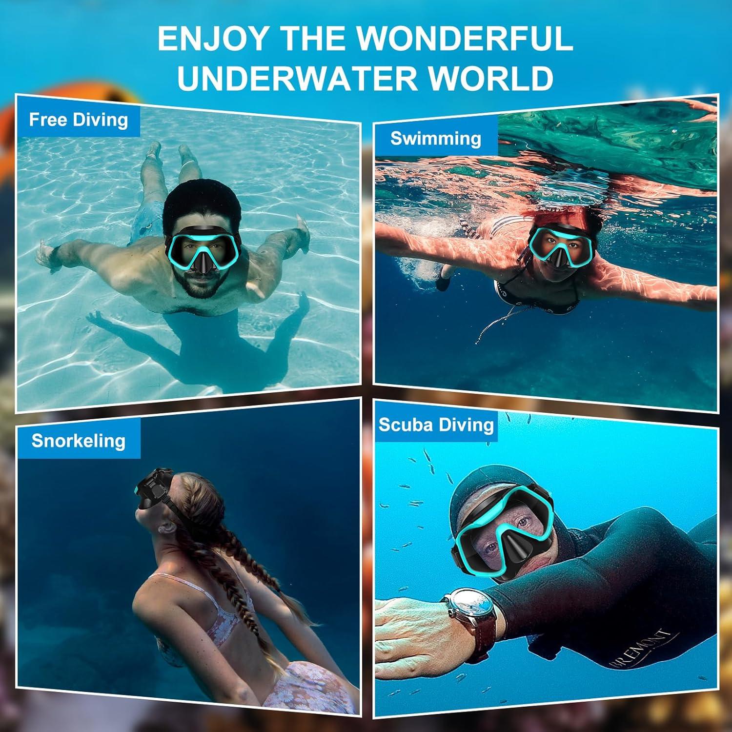 Tauchbrille Erwachsene 180° Panorama Schwimmbrille mit Nasenabdeckung