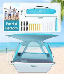 Strandmuschel Pop Up Strandzelt UPF 50+ Wasserdicht, Blau