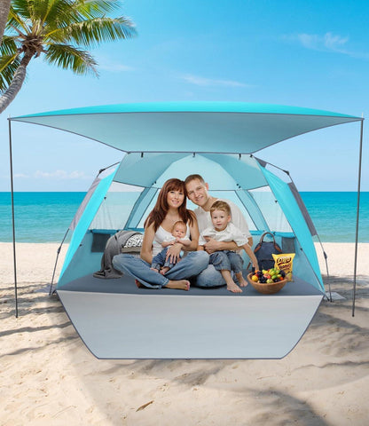 Strandmuschel Pop Up UPF 50+ Wasserdicht Blau 3-4 Personen