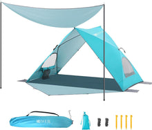 Dewur Dreieck Strandmuschel Pop Up Zelt UPF 50+ UV Sonnenschutz Blau