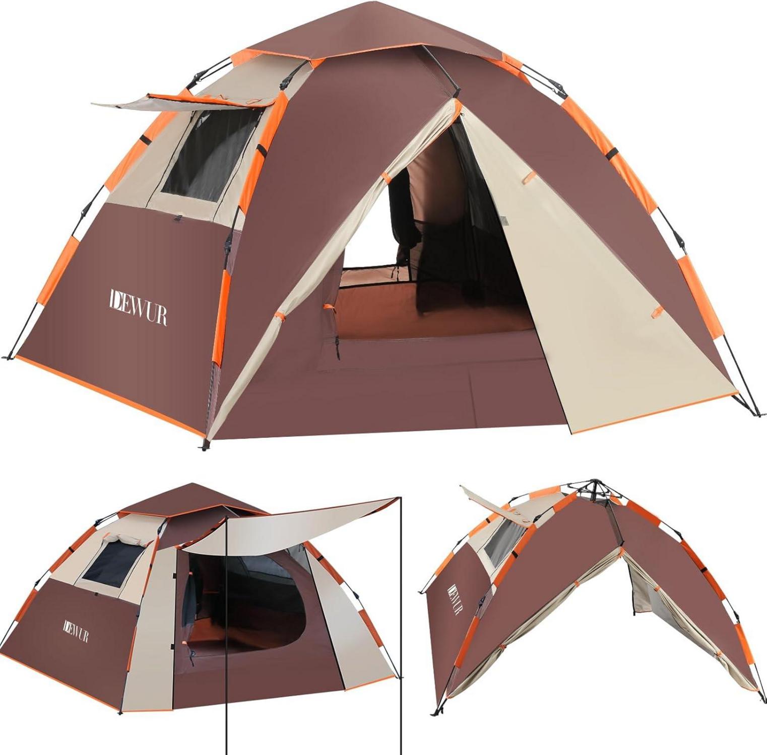 Pop-up Campingzelt für 4 Personen, Wasserdicht & Windsicher