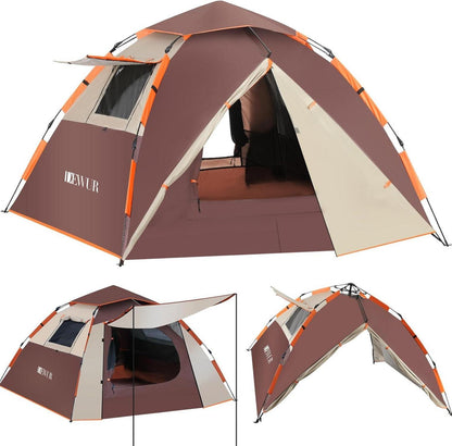Pop-up Campingzelt für 4 Personen, Wasserdicht & Windsicher