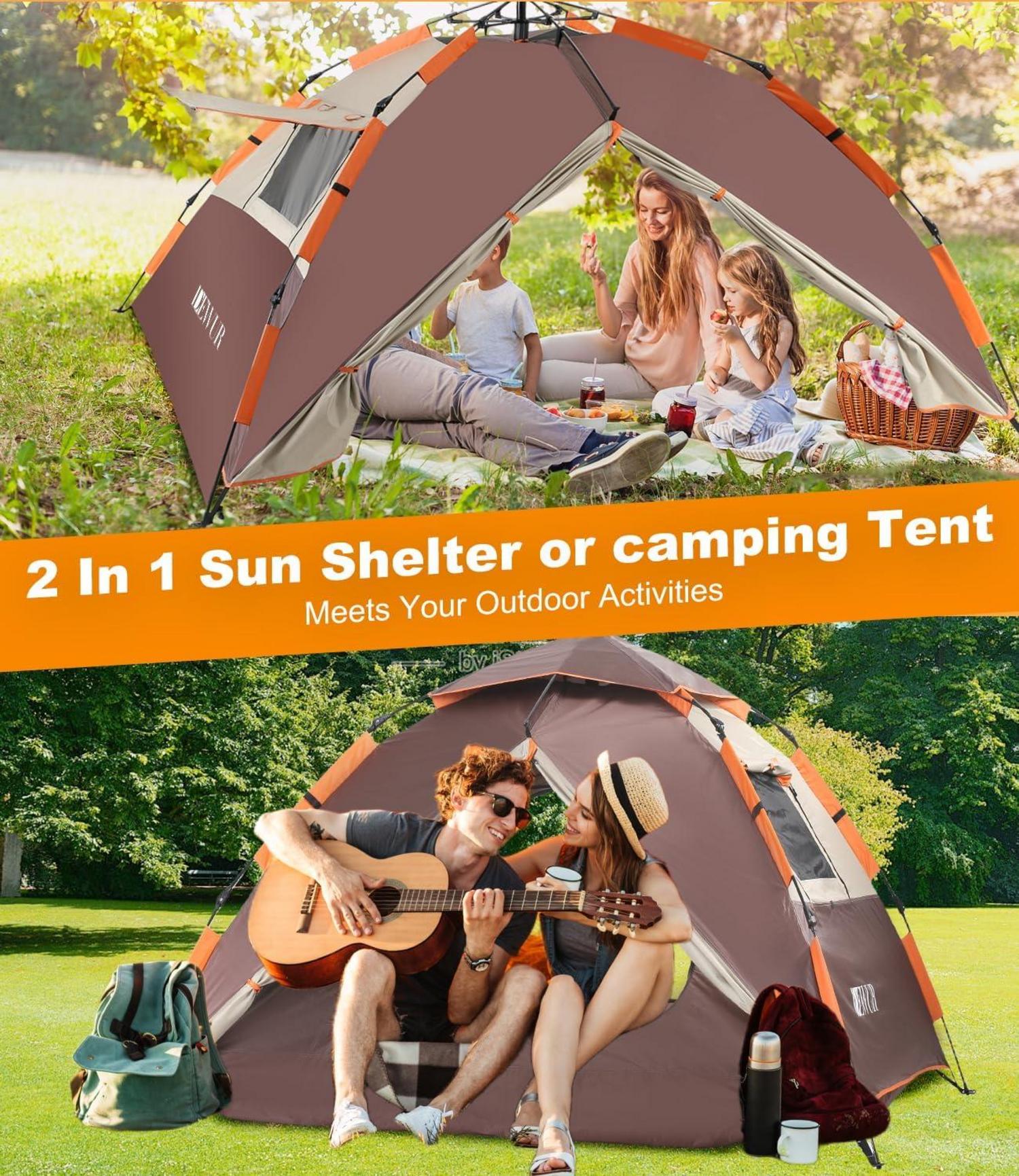 Camping Zelt 4 Personen Pop up Kuppelzelt Wasserdicht Winddicht 2 in 1