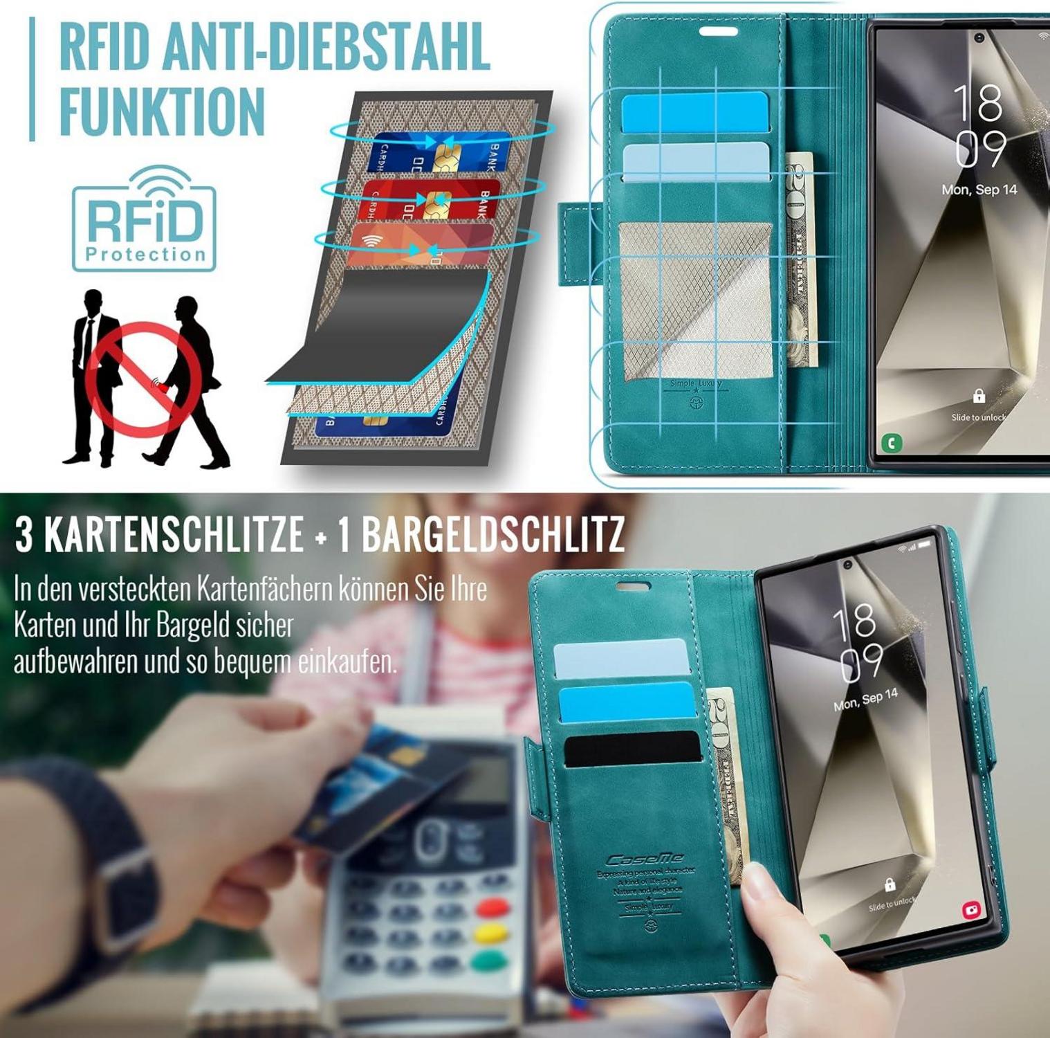 Samsung Galaxy S24 Ultra 5G Handyhülle PU Leder RFID Schutz