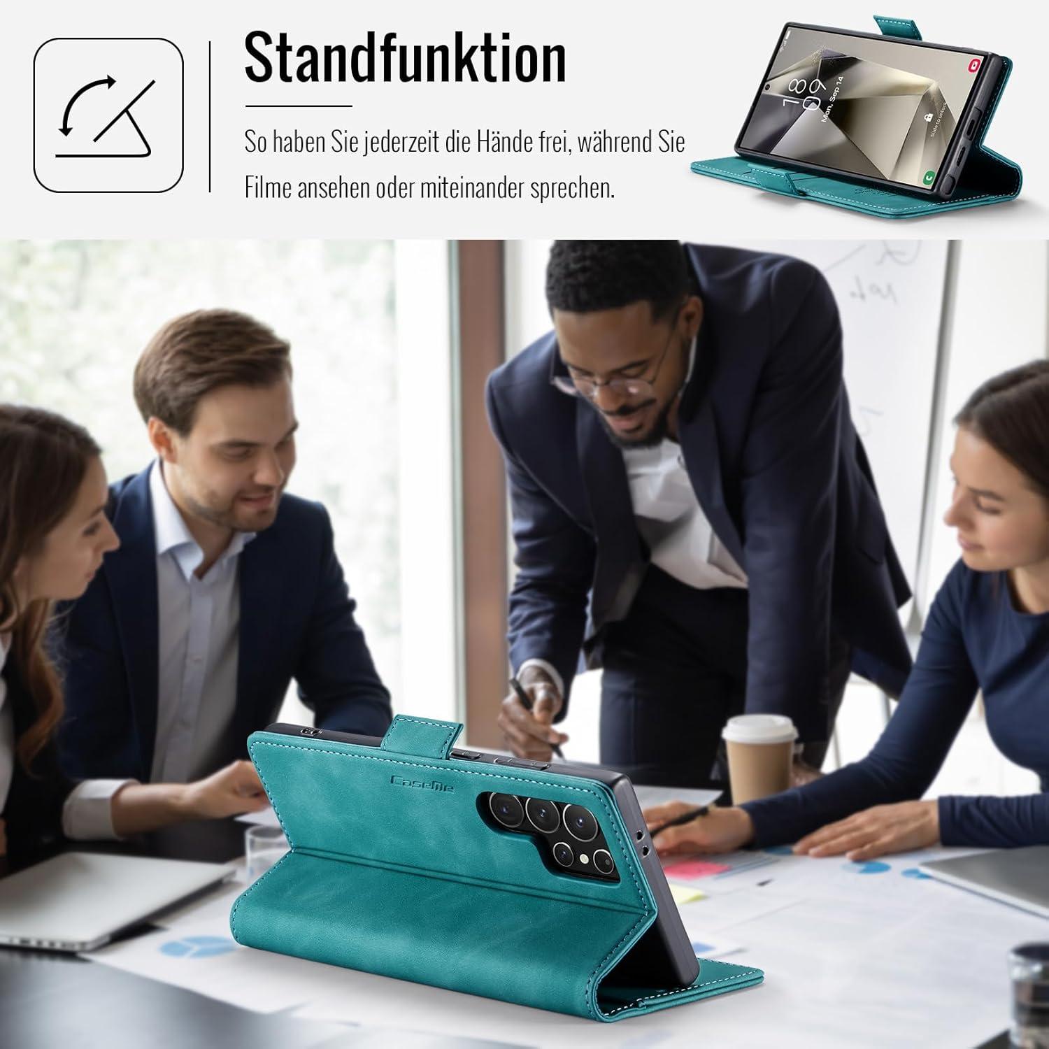 Samsung Galaxy S24 Ultra 5G Handyhülle RFID Schutz Standfunktion Grün