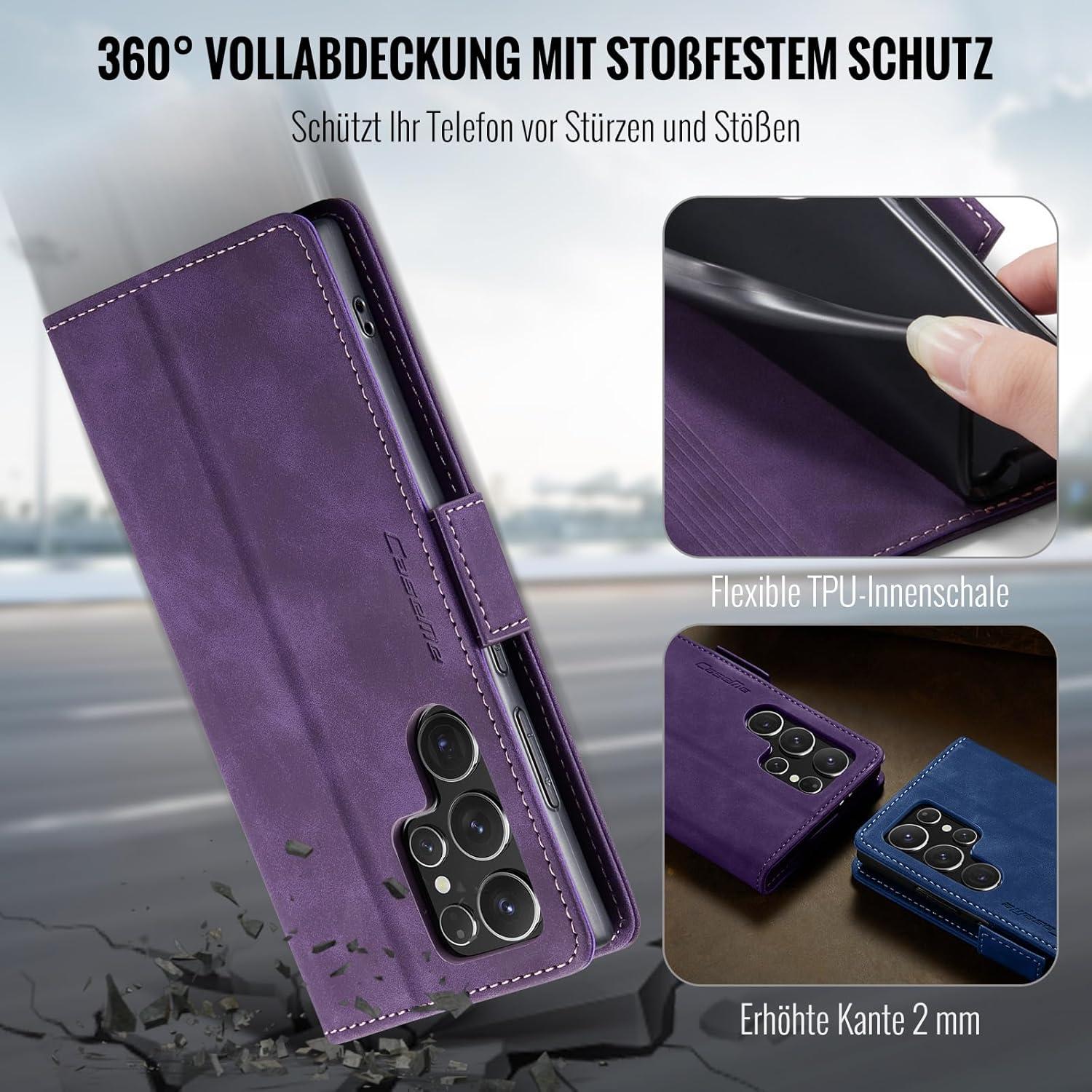 Handyhülle Samsung Galaxy S24 Ultra 5G Klappbar PU Lederhülle RFID Schutz