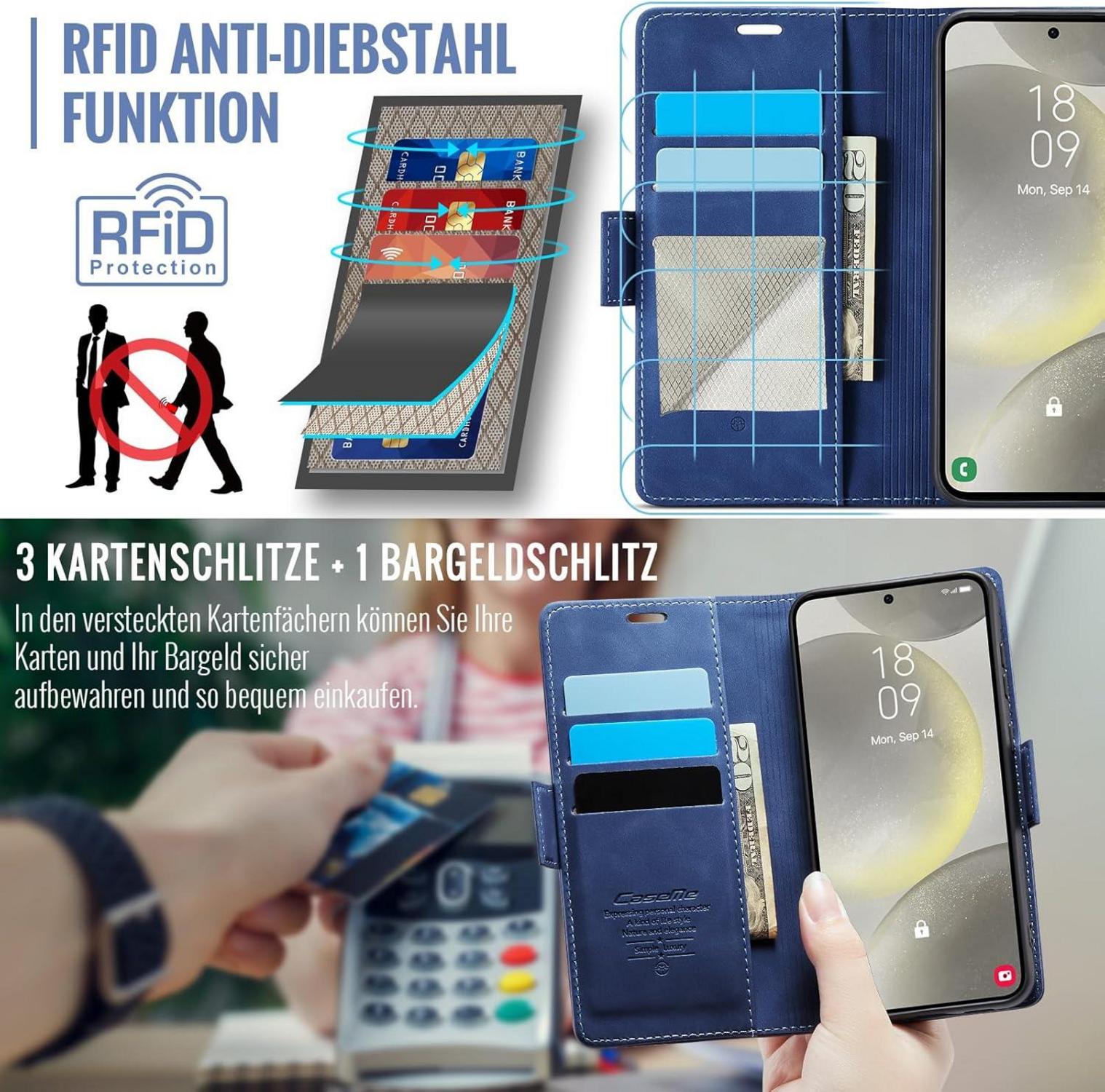 Samsung Galaxy S24 5G Klapphülle mit RFID Schutz und Standfunktion