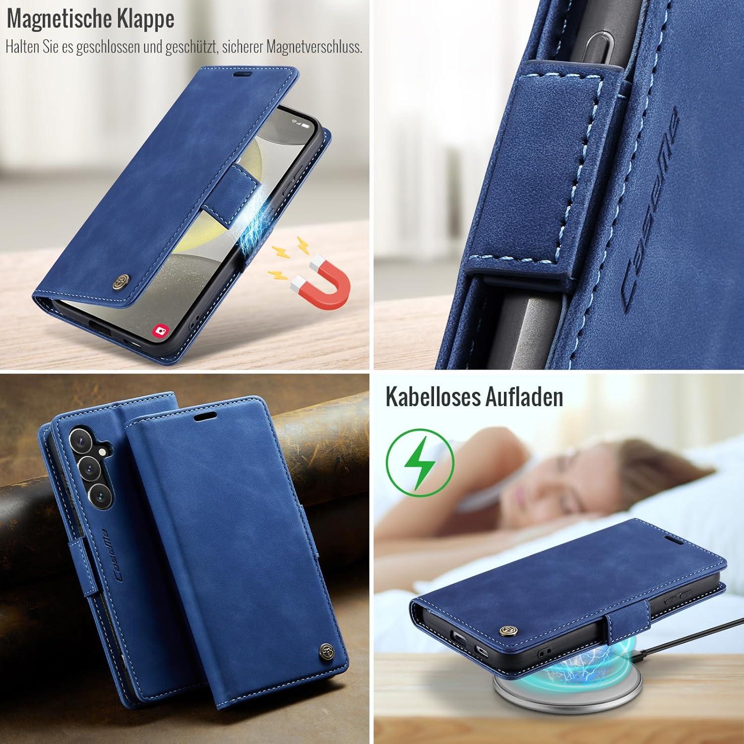 Handyhülle für Samsung Galaxy S24 5G Klapphülle RFID Schutz Blau