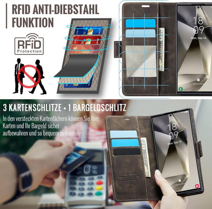 Samsung Galaxy S24 Ultra 5G Handyhülle PU Leder RFID Schutz