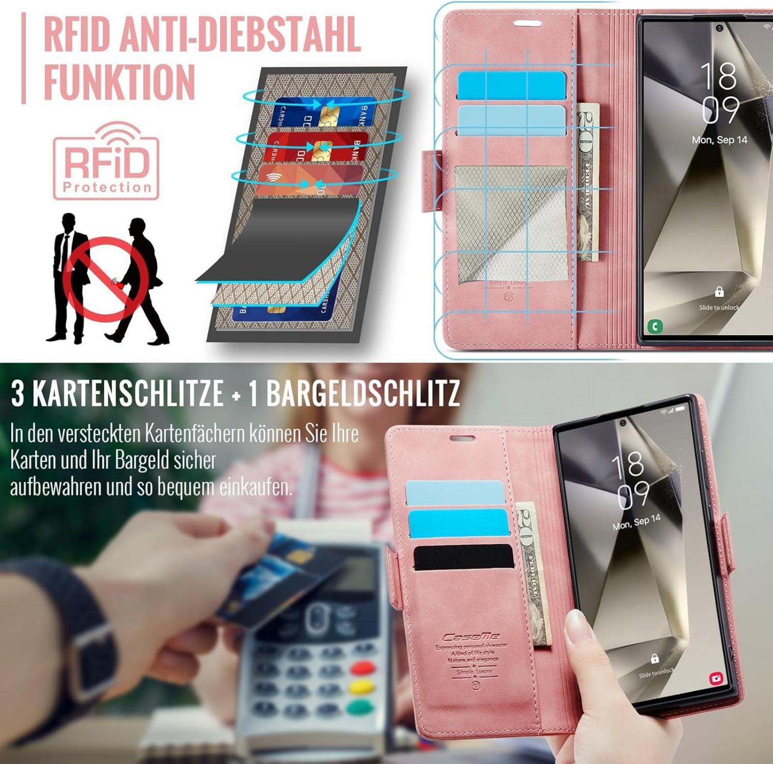 XYGLOW Samsung Galaxy S24 Ultra 5G Handyhülle Klappbar RFID