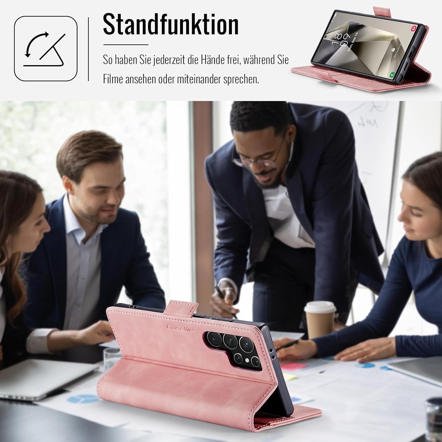 Samsung Galaxy S24 Ultra 5G Hülle Klappbar PU Leder RFID Rose
