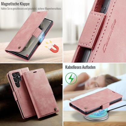 Handyhülle Samsung Galaxy S24 Ultra 5G Klapphülle RFID Schutz Rose