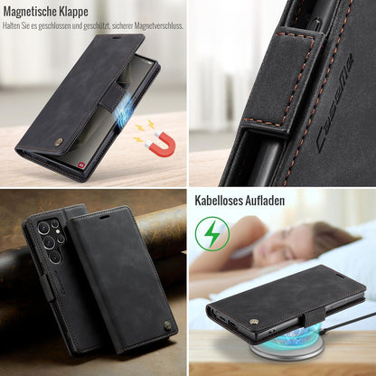 Samsung Galaxy S24 Ultra 5G Handyhülle RFID Schutz Leder Klapphülle Tasche Schwarz
