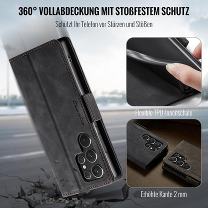 Samsung Galaxy S24 Ultra 5G Handyhülle Klappbar PU Leder RFID Schwarz