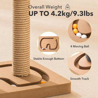 Katzenkratzbaum Holz selbstbeschäftigung Spielzeug Bälle Katzenspielzeug 3in1