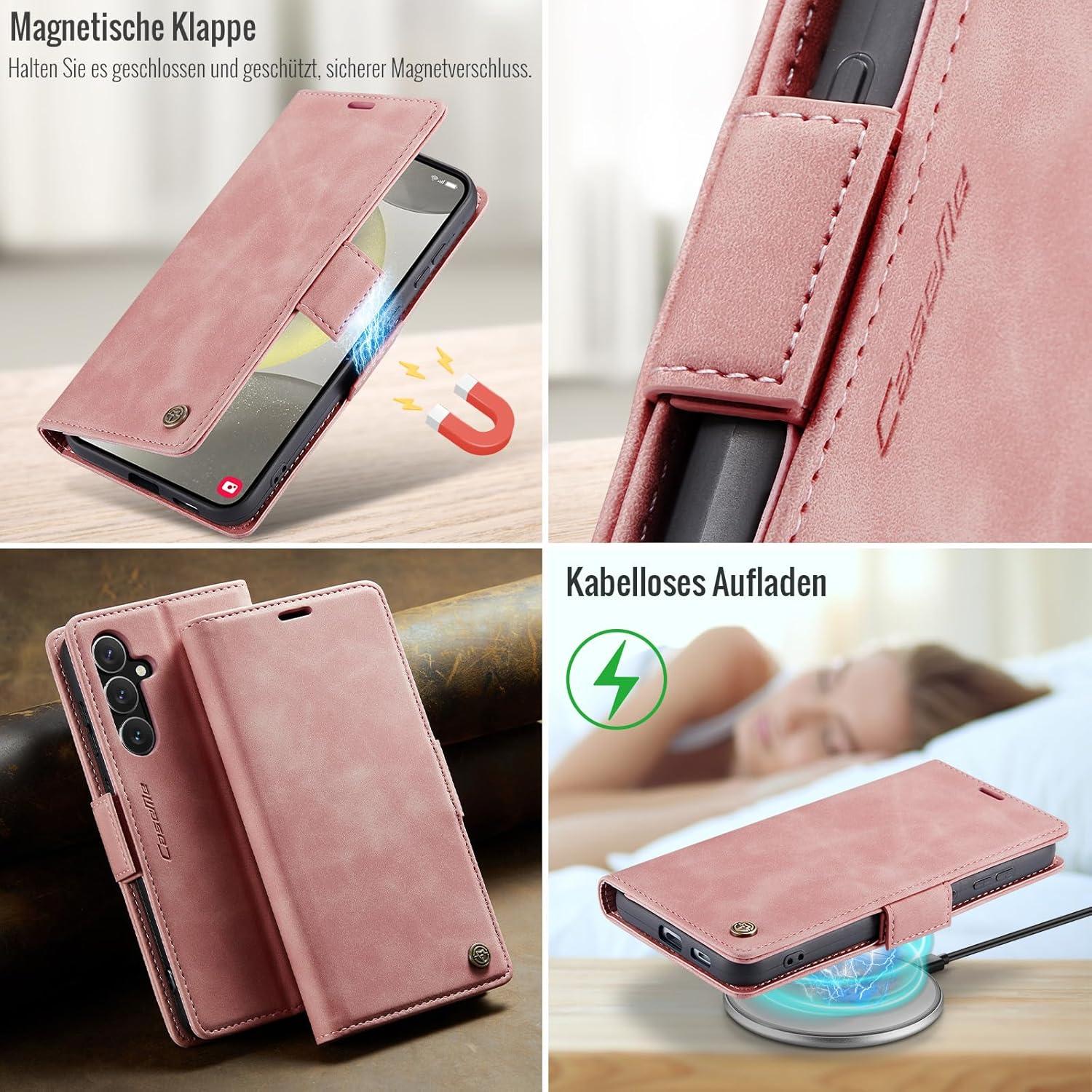 Samsung Galaxy S24 5G Handyhülle Flip Wallet RFID Schutzhülle Rose