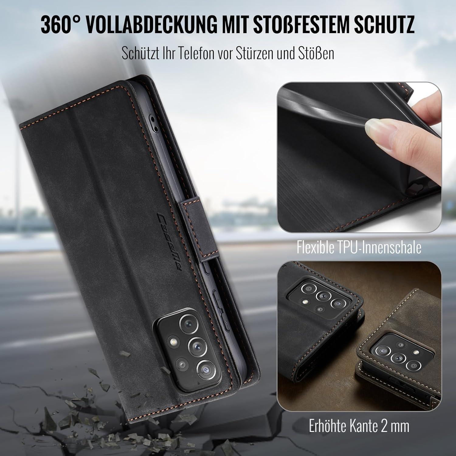 Samsung Galaxy A52/A52S Handyhülle Klappbar RFID Schutz Schwarz