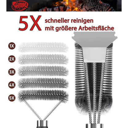 Hochwertige 3 in 1 Grillbürste mit Bieröffner und Spatel