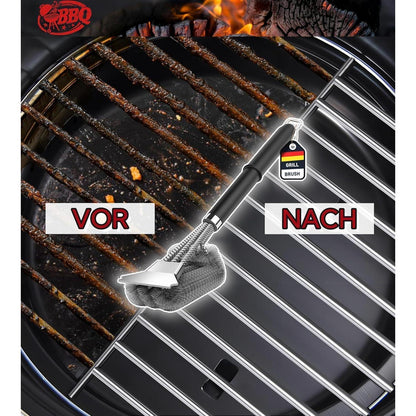 Hochwertige 3 in 1 Grillbürste mit Bieröffner und Spatel