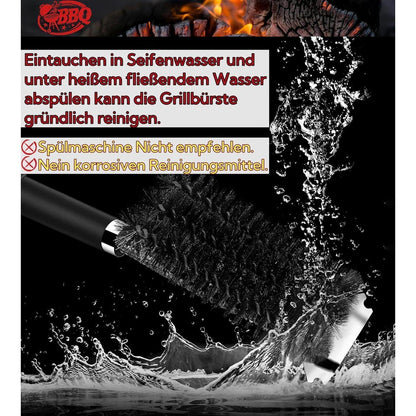 Hochwertige 3 in 1 Grillbürste mit Bieröffner und Spatel