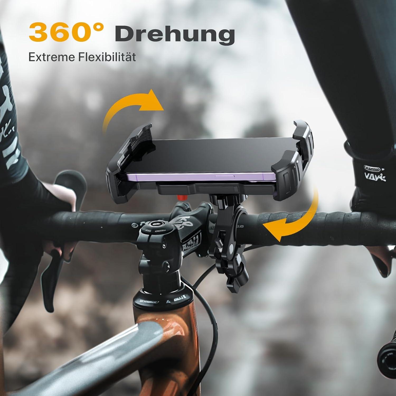 Handyhalterung Fahrrad Universal 360° 4,7-7 Zoll iPhone Samsung Huawei - Schwarz