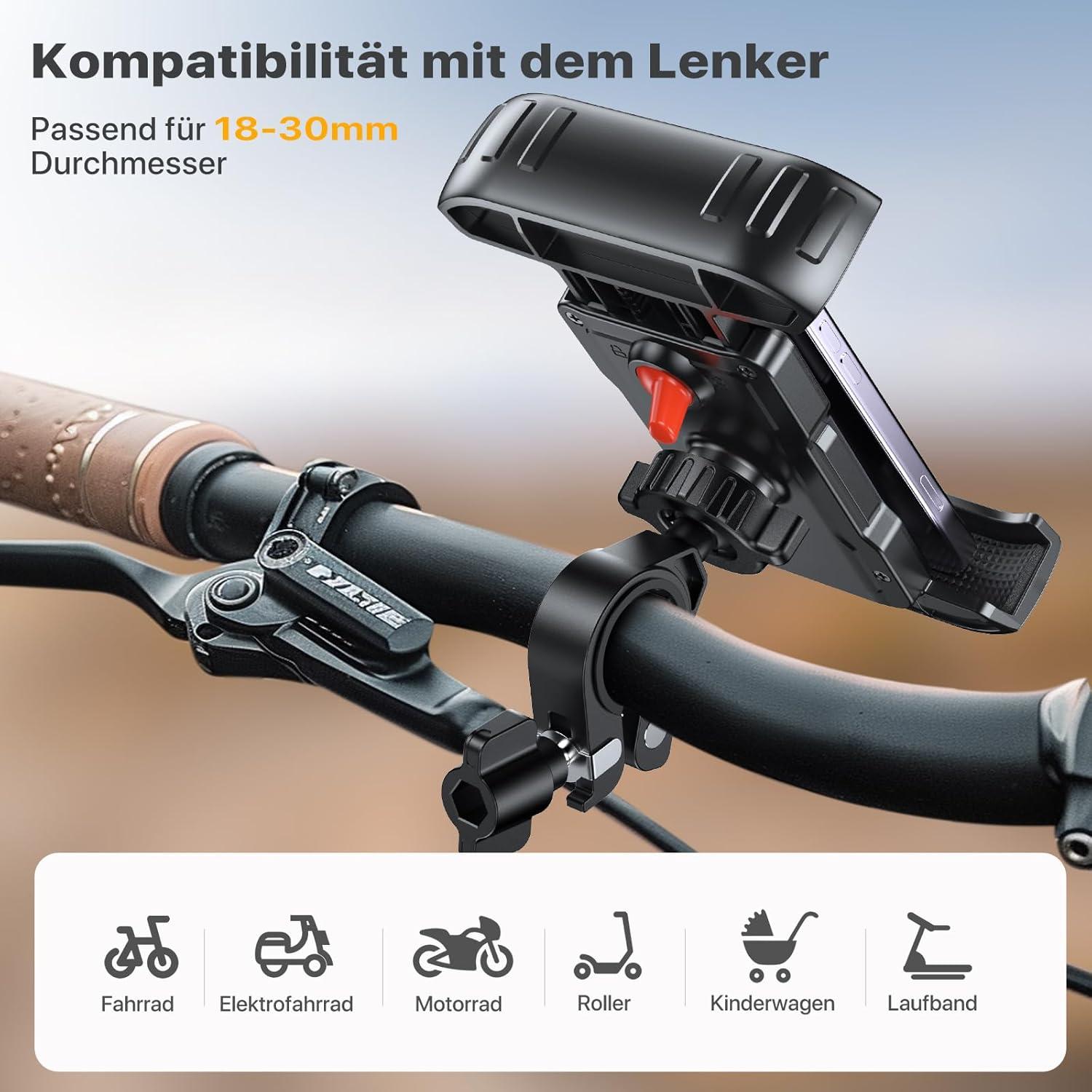 Fahrrad Handyhalterung Universal 360° für iPhone 15/14/13/12/11/SE Schwarz