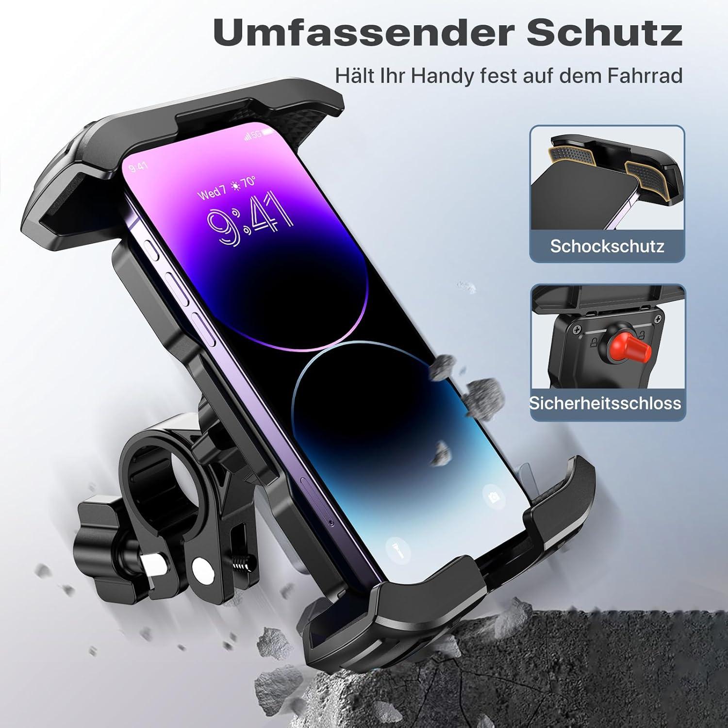 Handyhalterung Fahrrad 2024 Upgraded 360° Lenker Motorrad iPhone