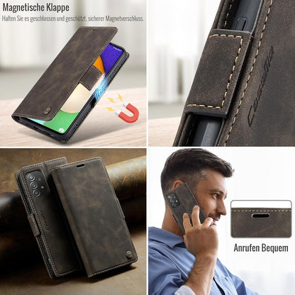 Samsung Galaxy A52/A52S Hülle Klappbar RFID Schutz Kartenfach Standfunktion Vintage Kaffee