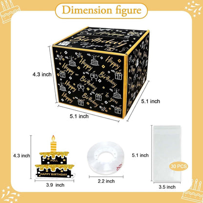 DIY Geldgeschenkbox Geburtstag Happy Birthday Box Schwarz Gold