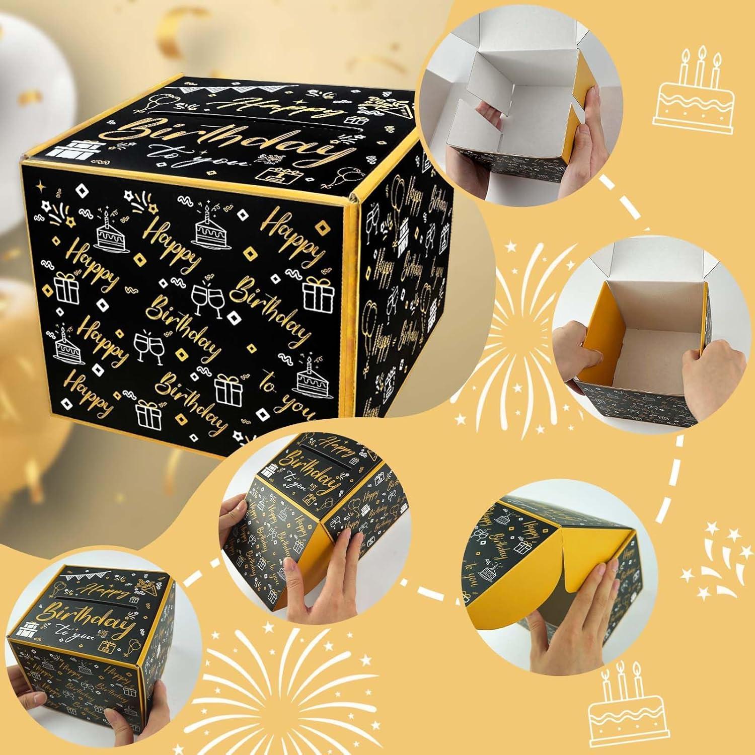 Geldgeschenke Box Explosionsbox Happy Birthday Geschenkbox Schwarz