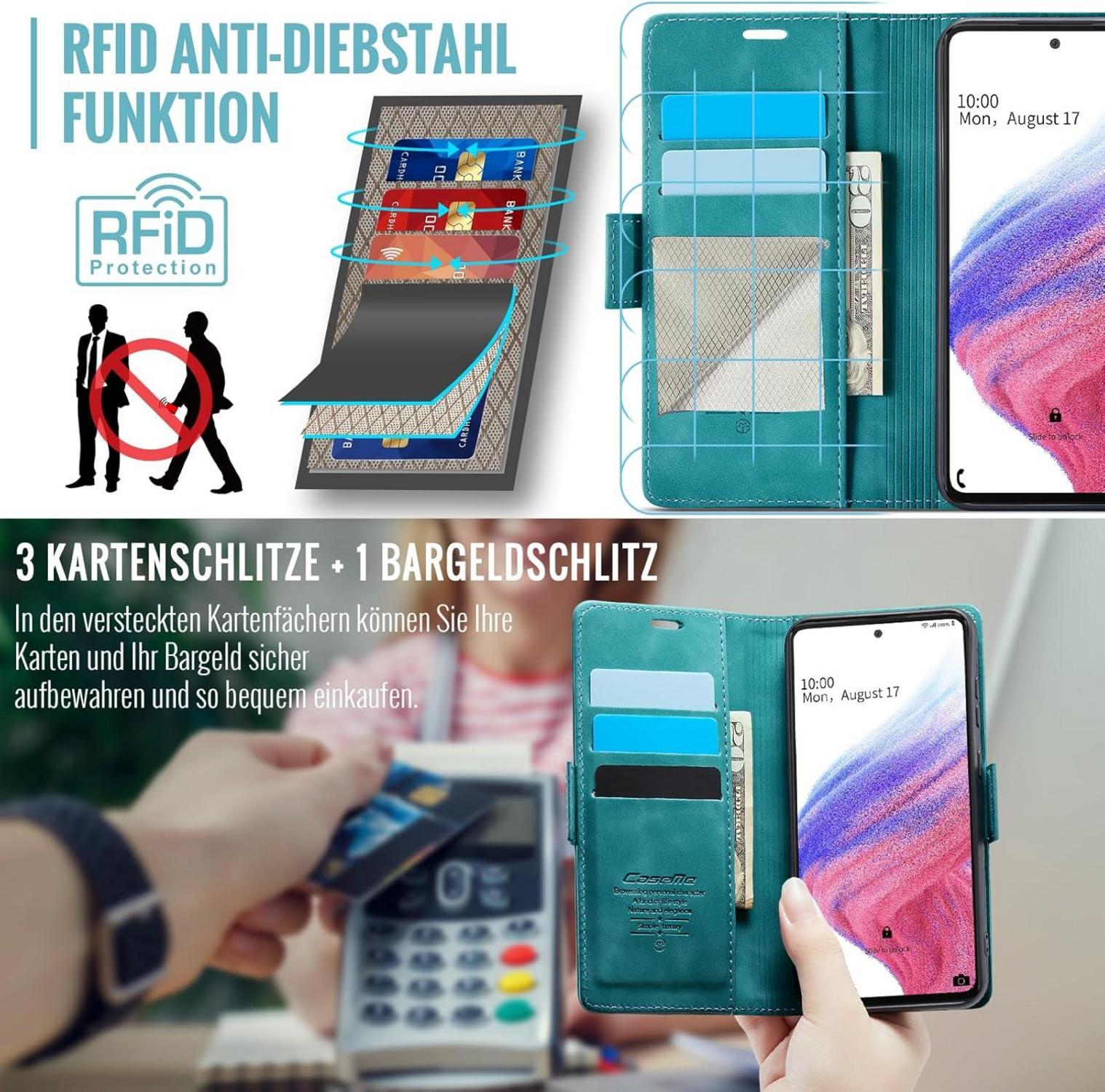 Samsung Galaxy A53 5G Handyhülle Schutz RFID Kartenfach Grün