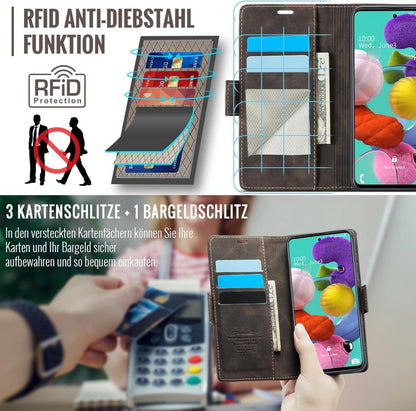Handyhülle Samsung Galaxy A51 4G PU Leder RFID Schutz Kaffee