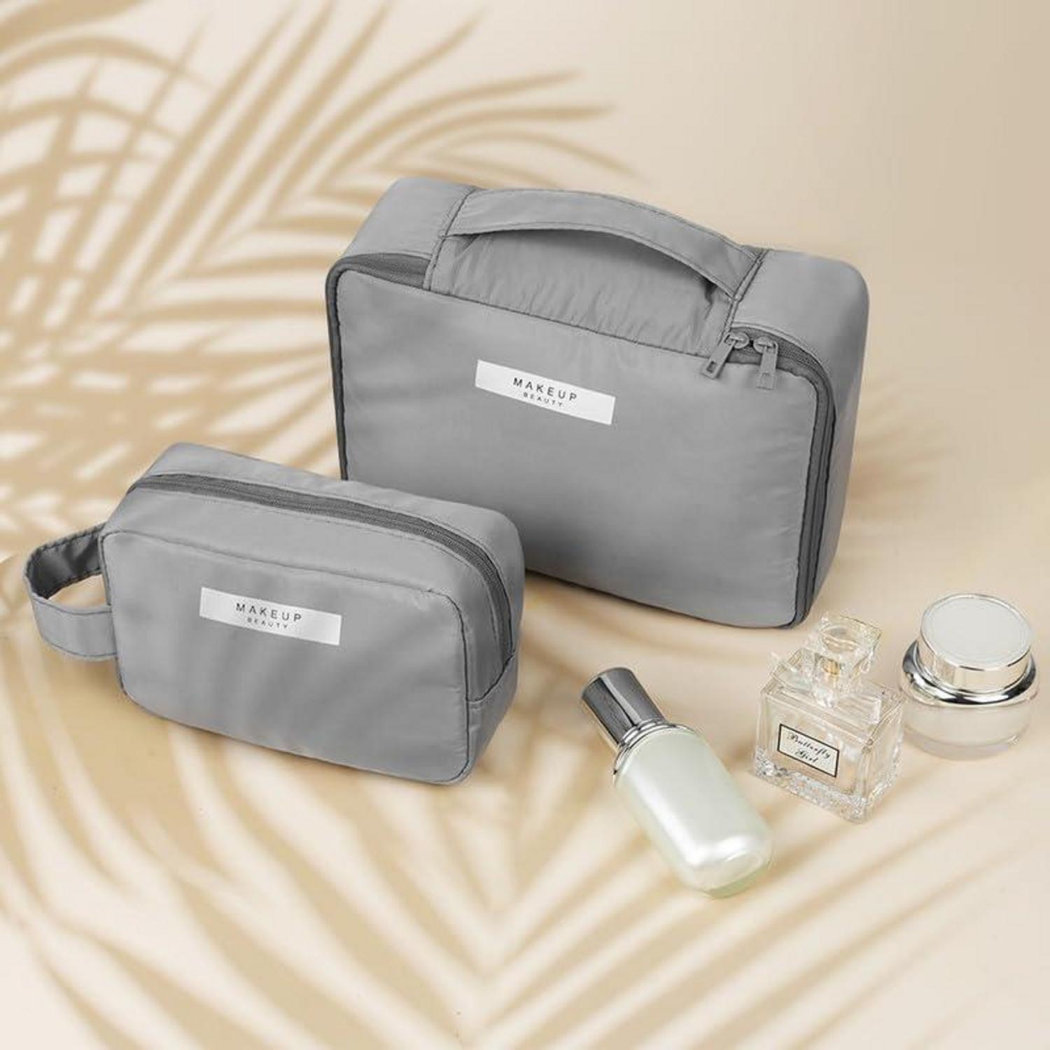 Kosmetiktasche wasserdicht Make-up-Tasche großes Fassungsvermögen Grau