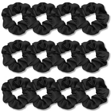 12er Set Haargummis Scrunchies aus Satin Schwarz weich und elastisch
