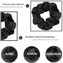 Haargummis Scrunchies Satin Schwarz 12er Set - Weich