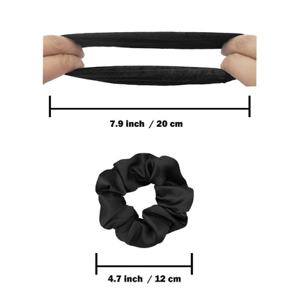 Haargummis Scrunchies Satin-Seide Schwarz 12 Stück