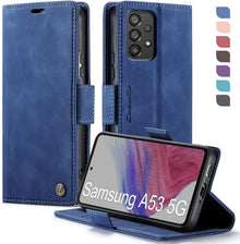 Samsung Galaxy A53 5G Hülle Klappbar PU Leder RFID Schutz Blau