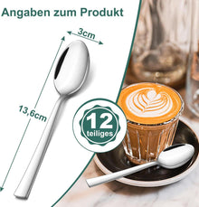 Edelstahl Teelöffel Set 12 Stück Spiegelpoliert 13,6cm
