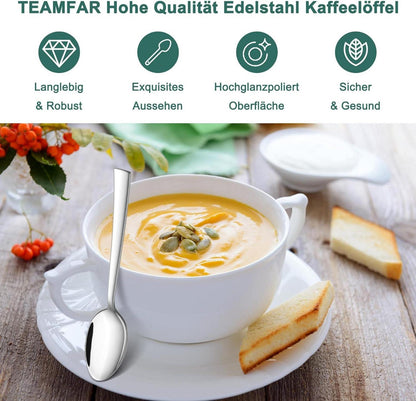 Edelstahl Kaffeelöffel Set 12-teilig Spiegelpoliert 13,6cm