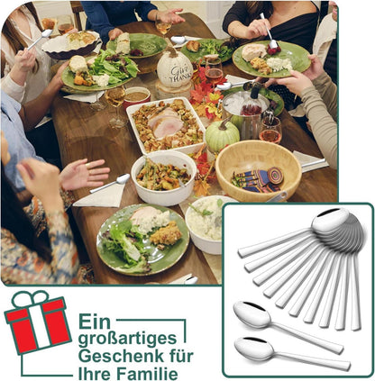 Edelstahl Kaffeelöffel Set 12 Stück Dessertlöffel Spiegelpoliert 13,6cm