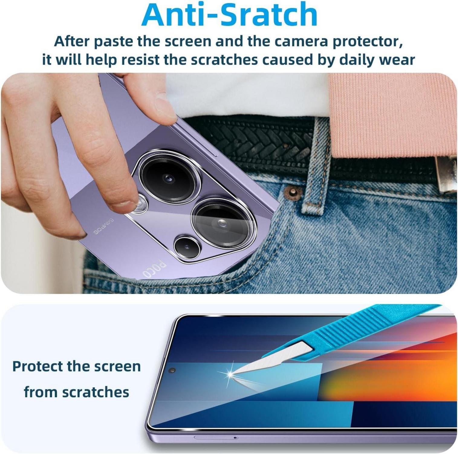 Panzerglas für Xiaomi Poco M6 Pro 4G, Kameraschutzfolie 2 Stück