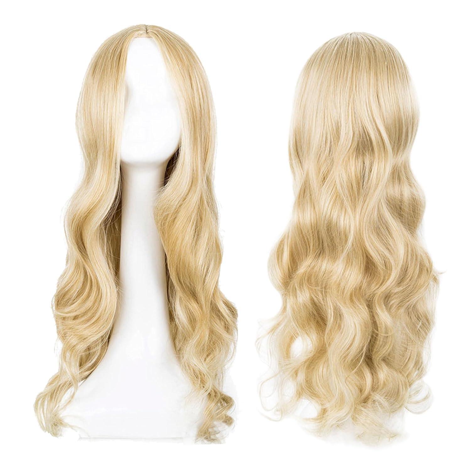 Blonde Lange Gewellte Perücke Hitzebeständig Cosplay Fasching