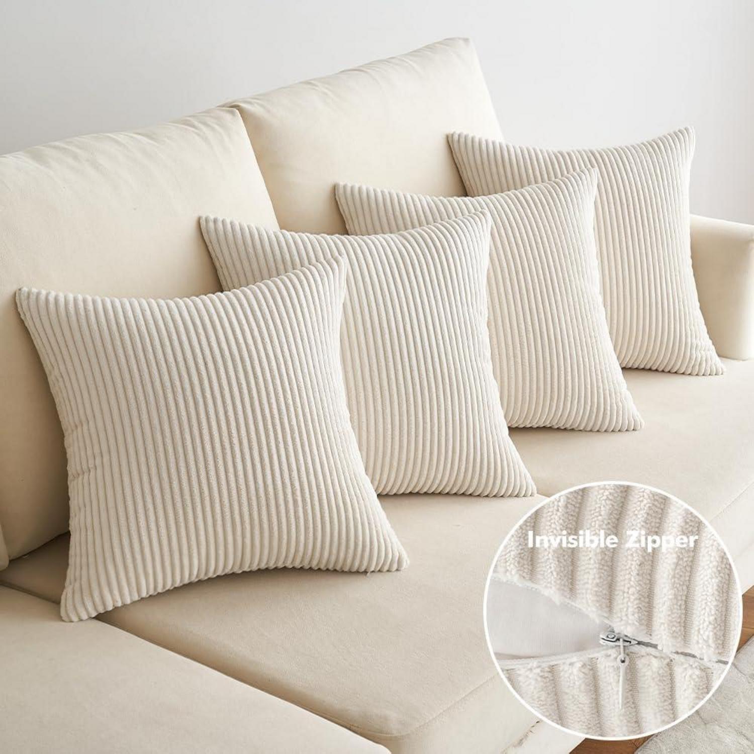 EMEMA Kissenbezug Kordsamt Zierkissenbezug 50x50 cm 4er Set Creme
